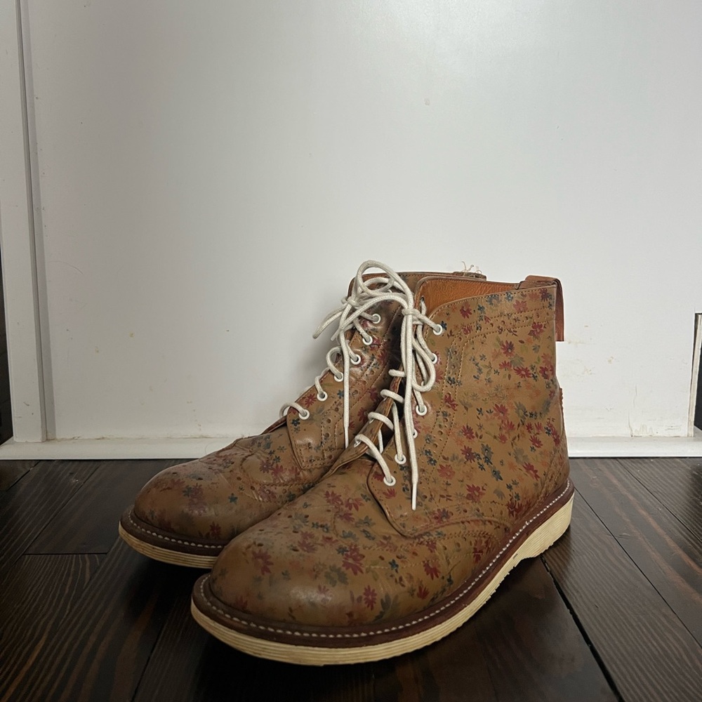 Limited Edition 2012 Dr. Martens Floral Tan Ankle Boots